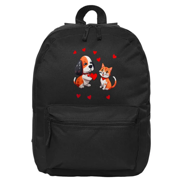 A Dog That Offers A Red Heart For Me A Cat On A Valentine 16 in Basic Backpack