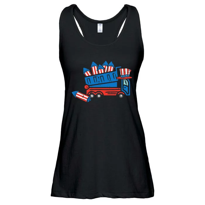 American Dump Truck 4th Of July Fourth Ladies Essential Flowy Tank