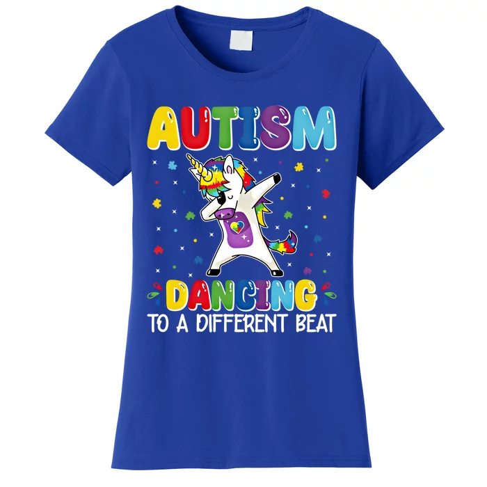 Autism Dancing To A Different Beat Dubbing Unicorn Autism Gift Women's T-Shirt