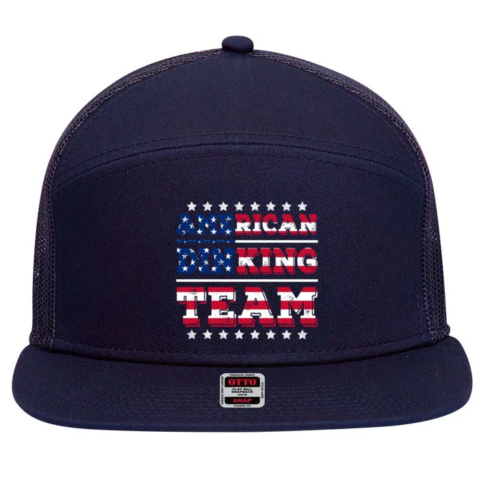 American Dinking Team Dink Pickleball Lovers Us Flag Gift 7 Panel Mesh Trucker Snapback Hat