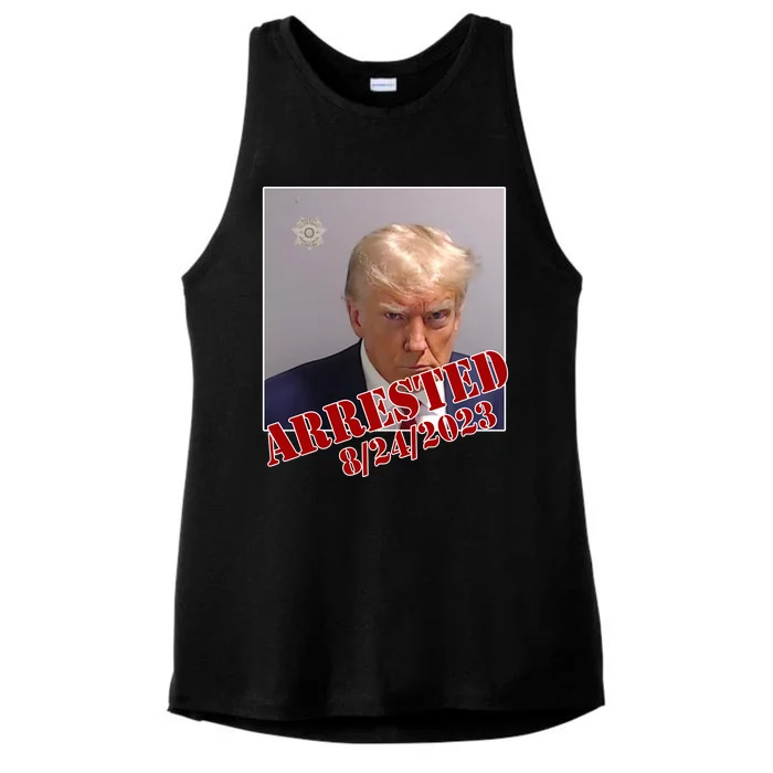 Arrested Donald Trump Mugshot Ladies Tri-Blend Wicking Tank