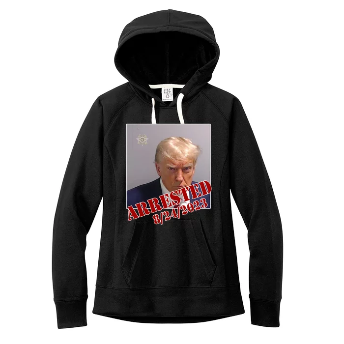 Arrested Donald Trump Mugshot Women's Fleece Hoodie