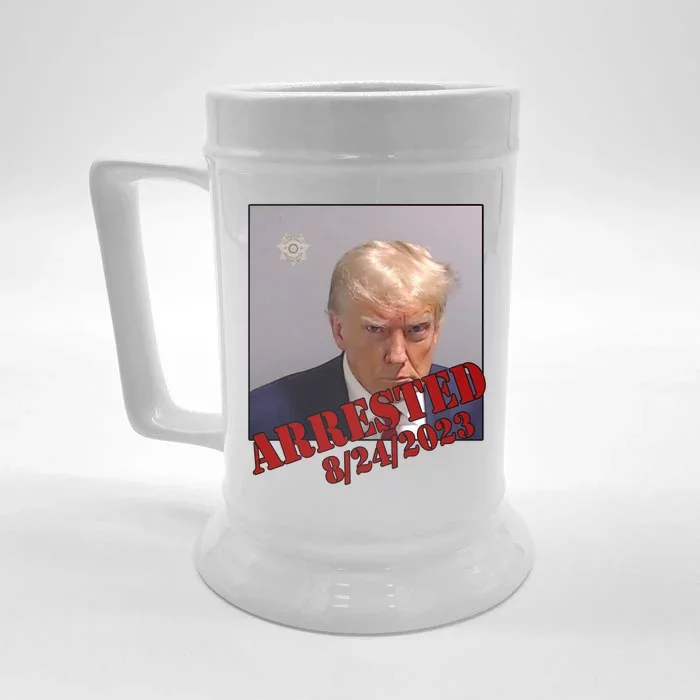 Arrested Donald Trump Mugshot Front & Back Beer Stein