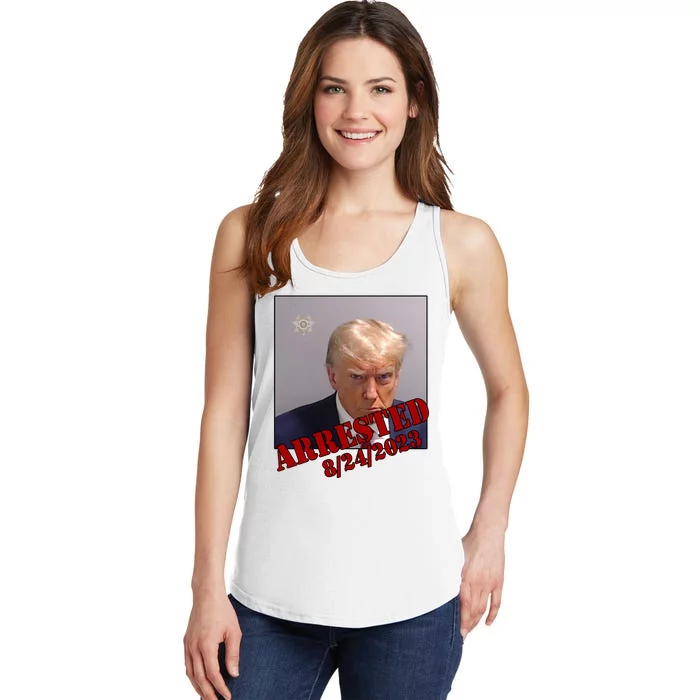 Arrested Donald Trump Mugshot Ladies Essential Tank