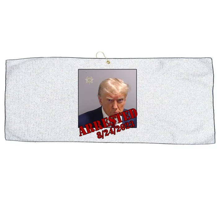 Arrested Donald Trump Mugshot Large Microfiber Waffle Golf Towel