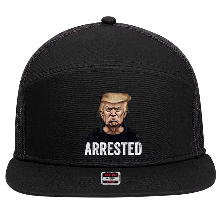 Anti Donald Trump Getting Arrested Meme Trump Arrested Funny 7 Panel Mesh Trucker Snapback Hat