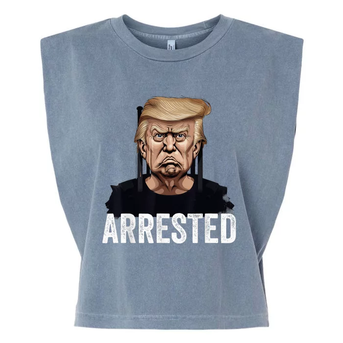 Anti Donald Trump Getting Arrested Meme Trump Arrested Funny Garment-Dyed Women's Muscle Tee