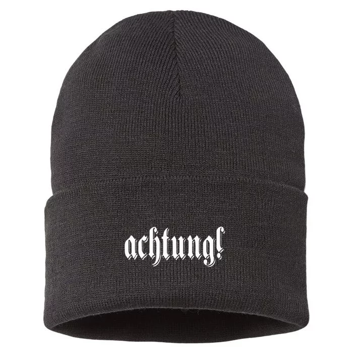 Achtung! Discover the Essence of Germany with German Language Sustainable Knit Beanie