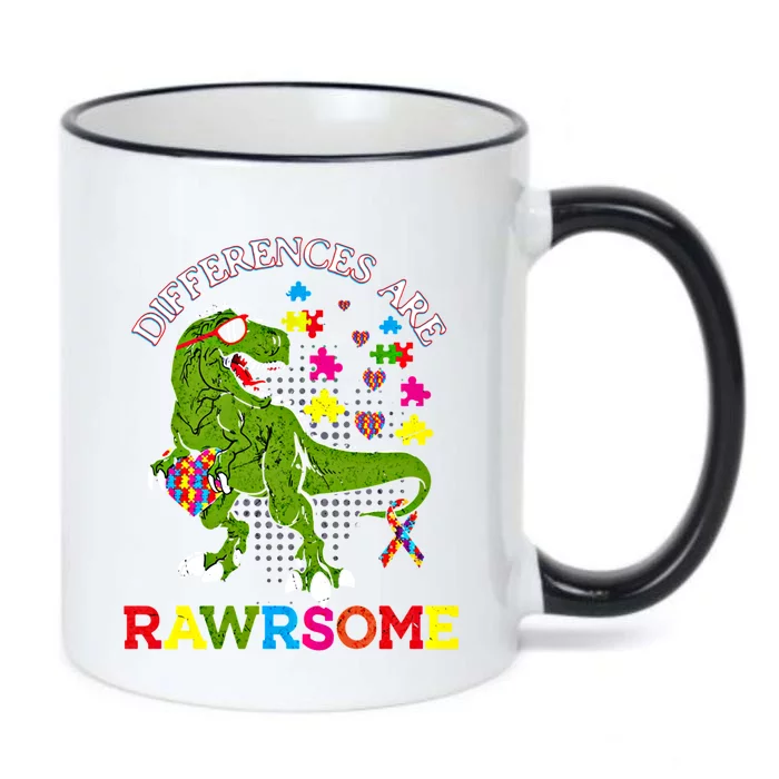 Autism Dinosaur Trex Differences Are Rawrsome Gift Black Color Changing Mug