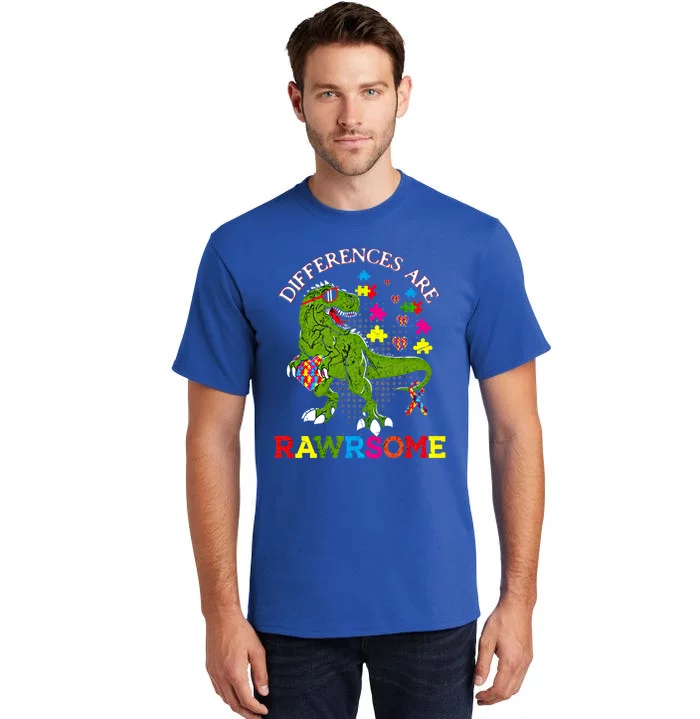 Autism Dinosaur Trex Differences Are Rawrsome Gift Tall T-Shirt