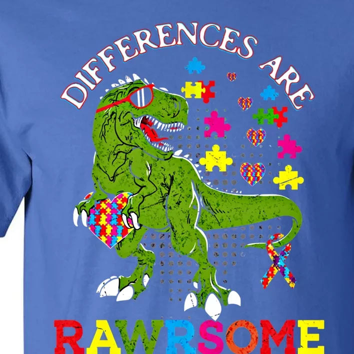 Autism Dinosaur Trex Differences Are Rawrsome Gift Tall T-Shirt