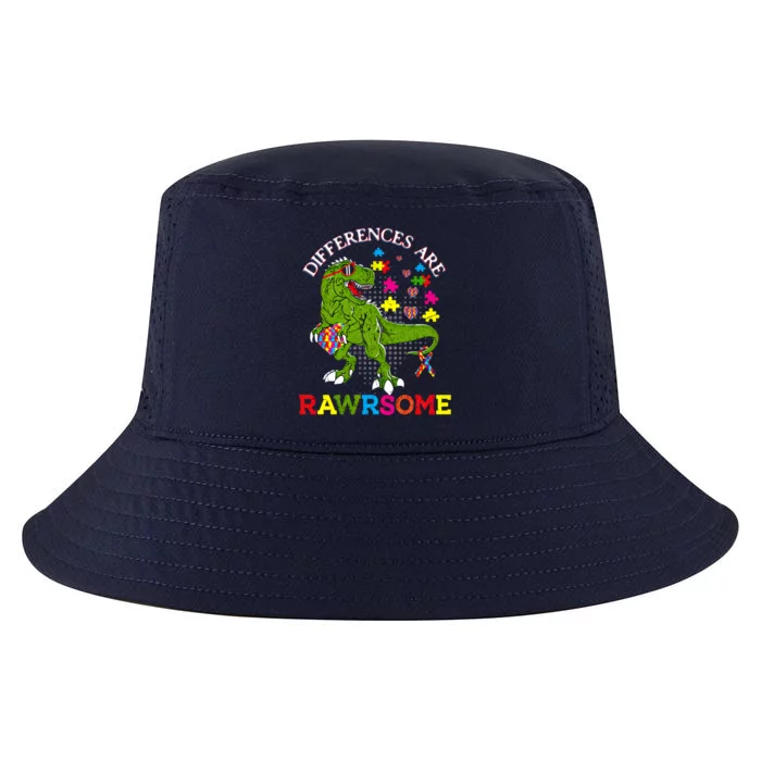 Autism Dinosaur Trex Differences Are Rawrsome Gift Cool Comfort Performance Bucket Hat