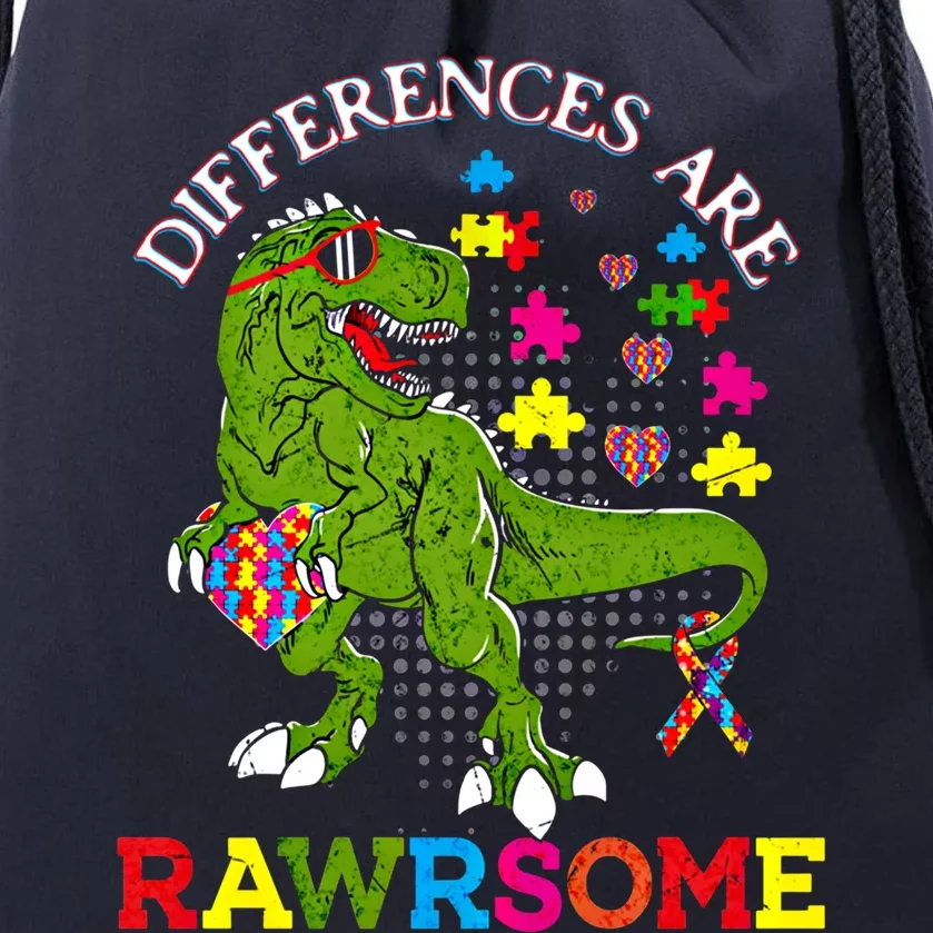 Autism Dinosaur Trex Differences Are Rawrsome Gift Drawstring Bag