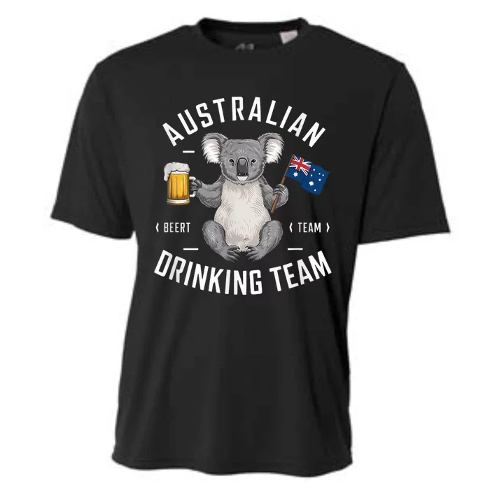 Australian Drinking Team Beer Lover Drinker Australia Koala Cooling Performance Crew T-Shirt