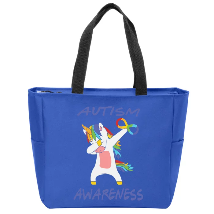 Autism Dabbing Unicorn Infinity Awareness Purple Gift Zip Tote Bag