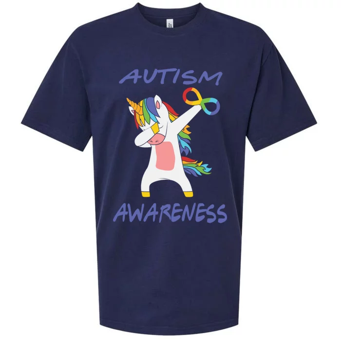 Autism Dabbing Unicorn Infinity Awareness Purple Gift Sueded Cloud Jersey T-Shirt