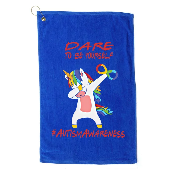 Autism Dabbing Unicorn Infinity Dare To Be Yourself Gift Platinum Collection Golf Towel