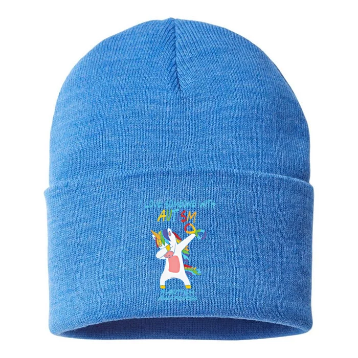 Autism Dabbing Unicorn Infinity I Love Someone With Autism Gift Sustainable Knit Beanie