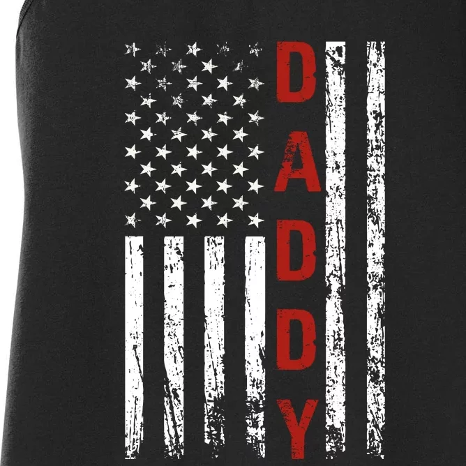 American Daddy USA Flag Dad Gifts Women's Racerback Tank