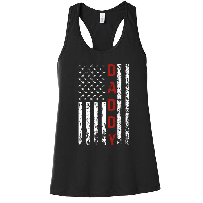 American Daddy USA Flag Dad Gifts Women's Racerback Tank