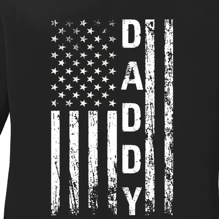 American Daddy USA Flag Dad Gifts Ladies Long Sleeve Shirt