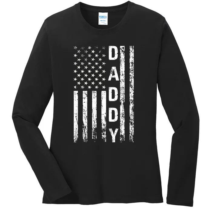 American Daddy USA Flag Dad Gifts Ladies Long Sleeve Shirt