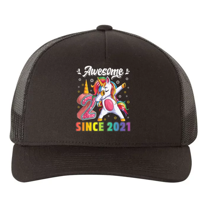 Awesome Dabbing Unicorn Birthday 2 Year Old Yupoong Adult 5-Panel Trucker Hat