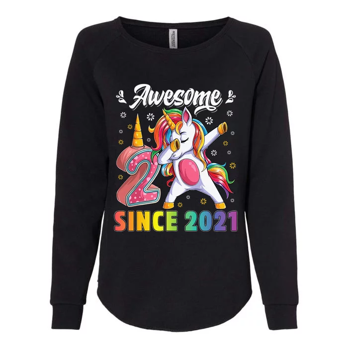 Awesome Dabbing Unicorn Birthday 2 Year Old Womens California Wash Sweatshirt