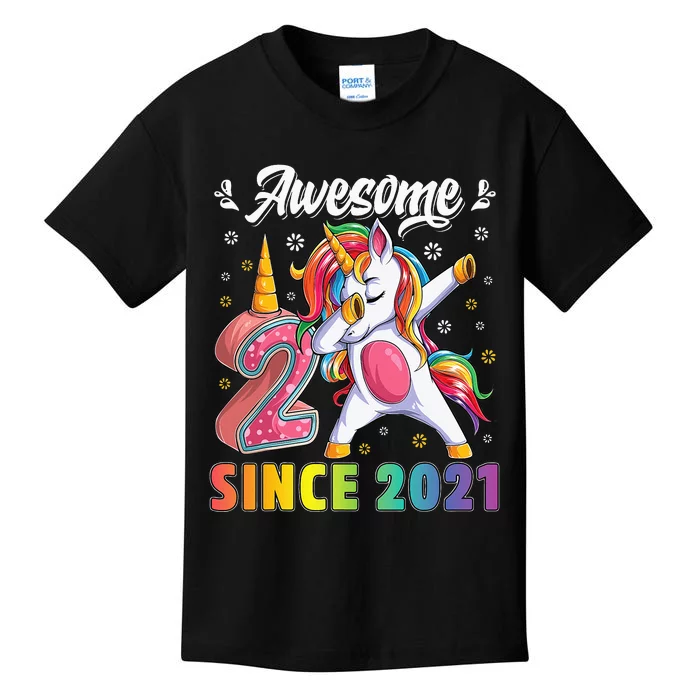 Awesome Dabbing Unicorn Birthday 2 Year Old Kids T-Shirt