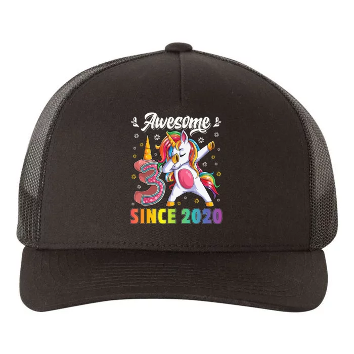 Awesome Dabbing Unicorn Birthday 3 Year Old Yupoong Adult 5-Panel Trucker Hat