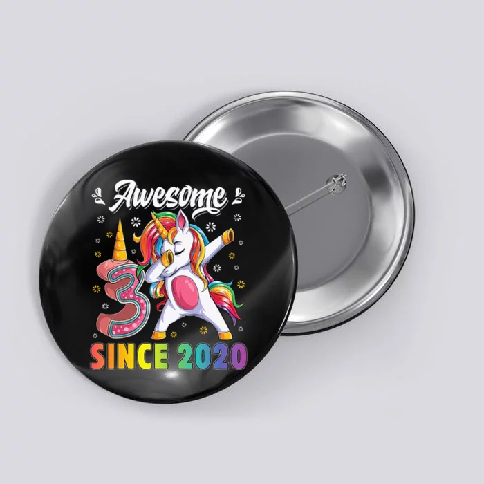 Awesome Dabbing Unicorn Birthday 3 Year Old Button