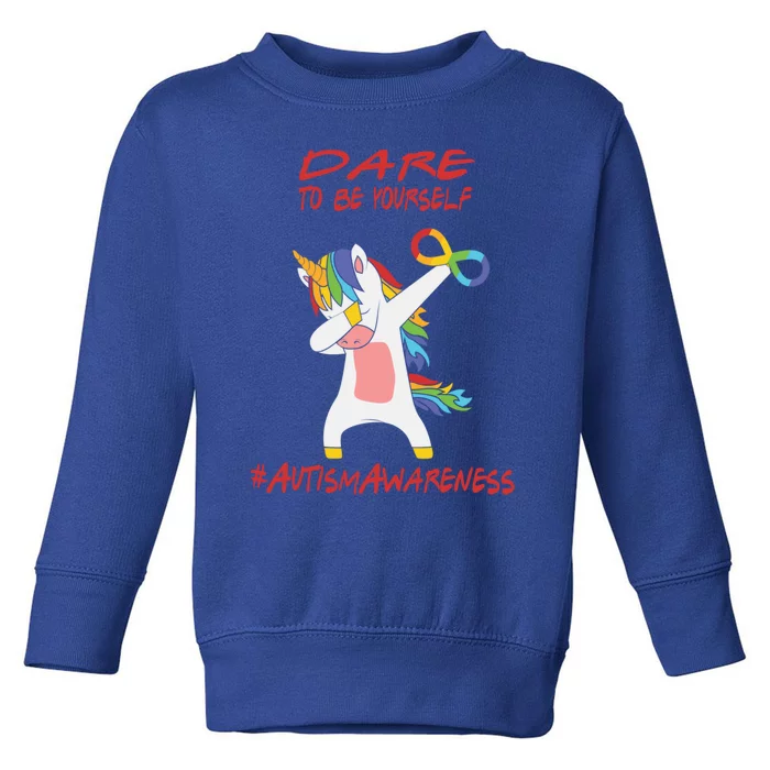 Autism Dabbing Unicorn Infinity Dare To Be Yourself Gift Toddler Sweatshirt