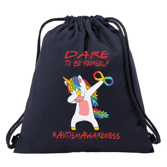 Autism Dabbing Unicorn Infinity Dare To Be Yourself Gift Drawstring Bag