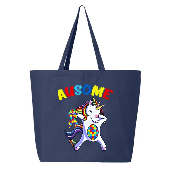 Autism Dabbing Unicorn Ausome Autism Puzzle Awesome Unicorn Great Gift 25L Jumbo Tote