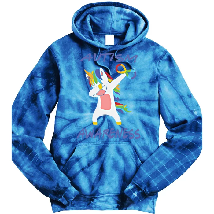 Autism Dabbing Unicorn Infinity Awareness Purple Gift Tie Dye Hoodie