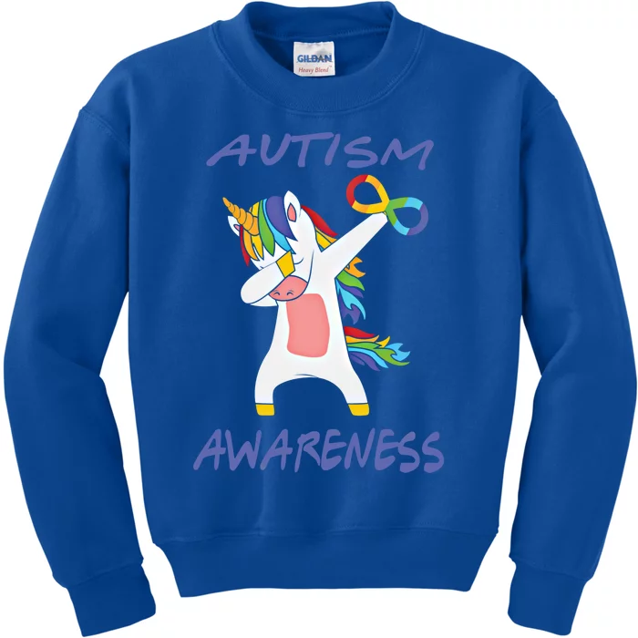 Autism Dabbing Unicorn Infinity Awareness Purple Gift Kids Sweatshirt