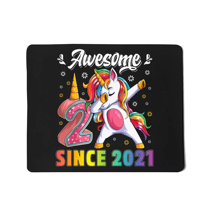 awesome dabbing unicorn birthday 2 year old 2nd Bday Mousepad