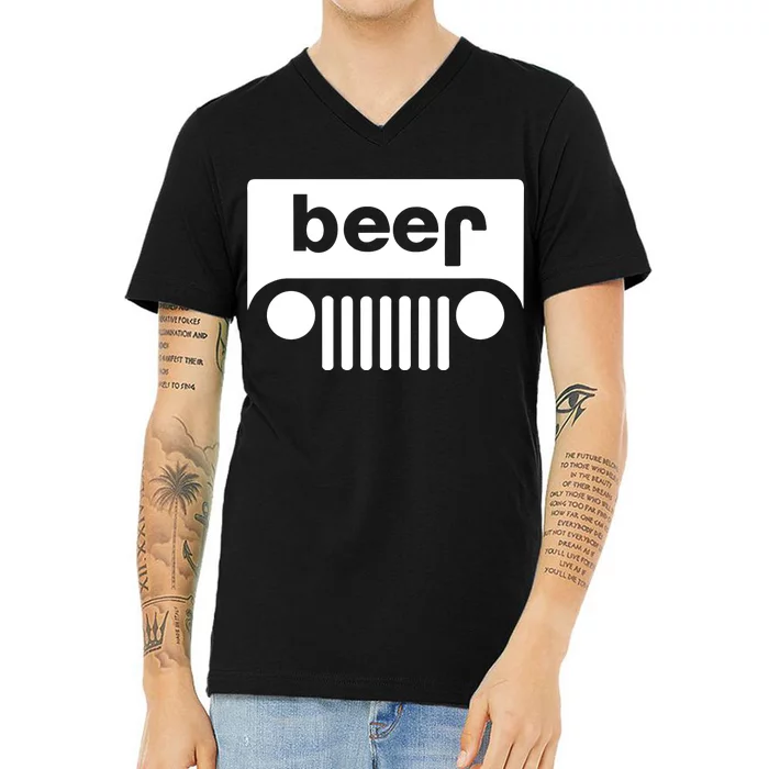 Adult Beer Funny Upside Down Logo V-Neck T-Shirt