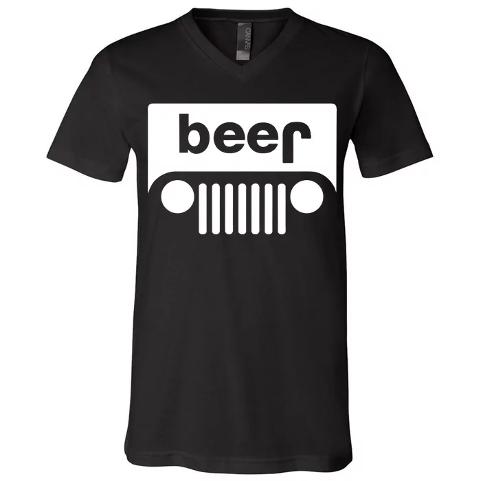 Adult Beer Funny Upside Down Logo V-Neck T-Shirt