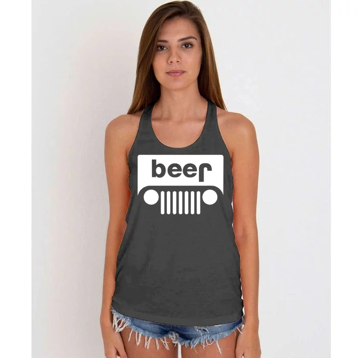 Adult Beer Funny Upside Down Logo Women's Knotted Racerback Tank