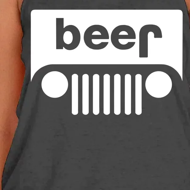 Adult Beer Funny Upside Down Logo Women's Knotted Racerback Tank