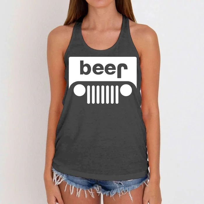 Adult Beer Funny Upside Down Logo Women's Knotted Racerback Tank