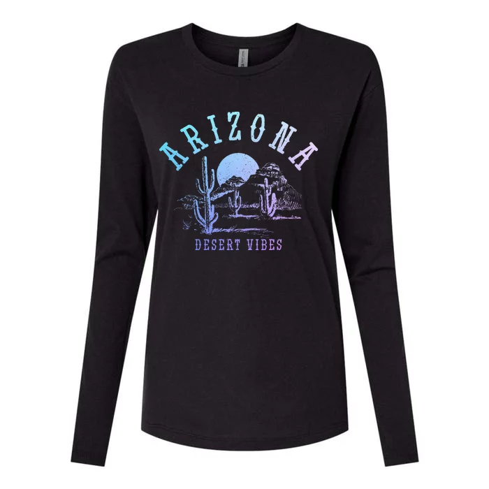 Arizona Desert Vibes Az Pride Cactus Vintage Womens Cotton Relaxed Long Sleeve T-Shirt