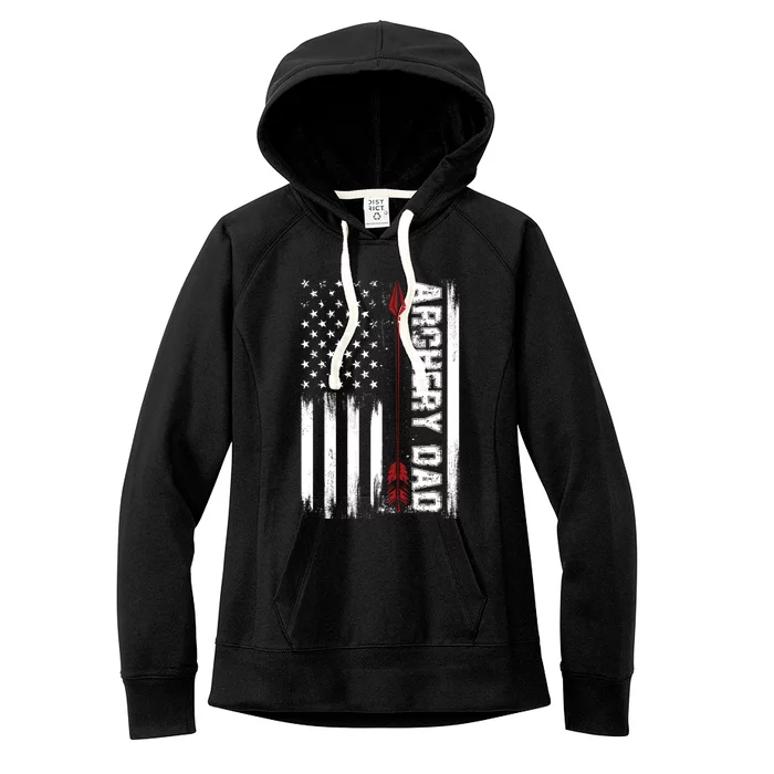 Archery Dad Vintage Usa Red White Flag Cute Gift Women's Fleece Hoodie