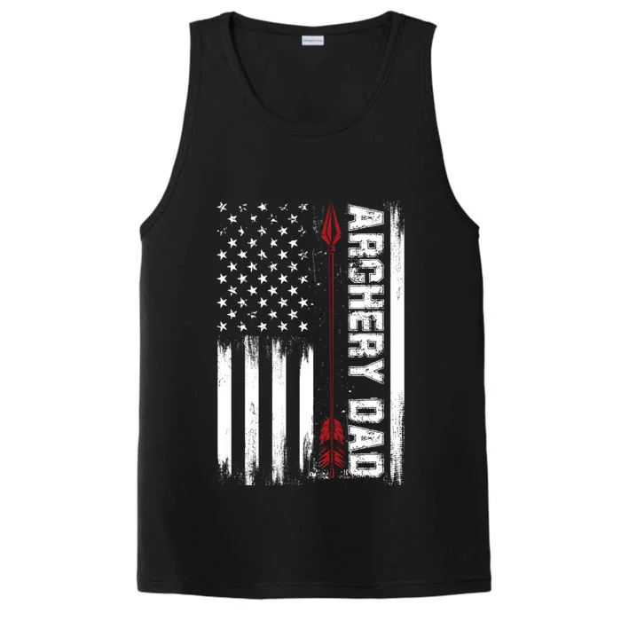 Archery Dad Vintage Usa Red White Flag Cute Gift Performance Tank