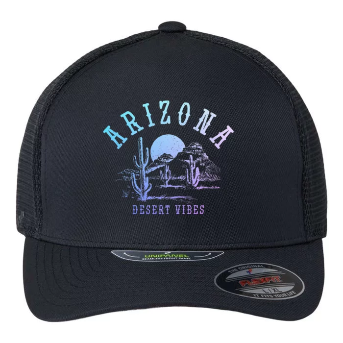 Arizona Desert Vibes Az Pride Cactus Vintage Flexfit Unipanel Trucker Cap