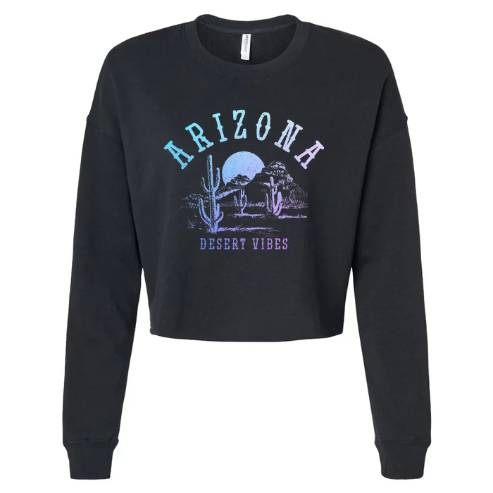 Arizona Desert Vibes Az Pride Cactus Vintage Cropped Pullover Crew