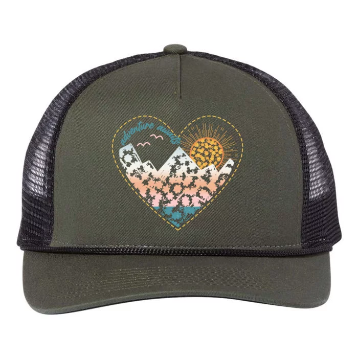 Adventure Awaits Nature Cute Wilderness Retro Rope Trucker Hat Cap