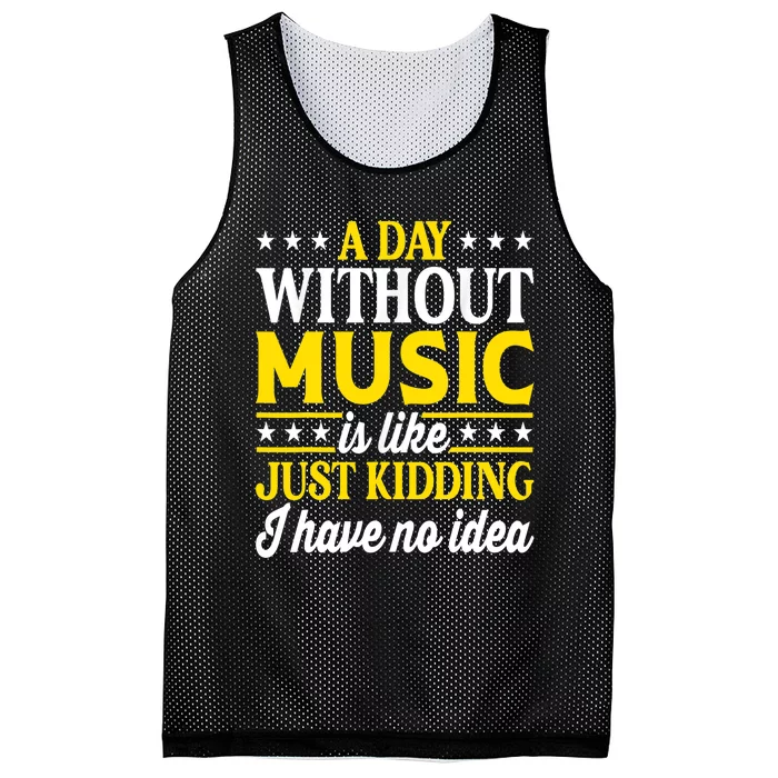 A Day Without Music Funny Musician Mesh Reversible Basketball Jersey Tank