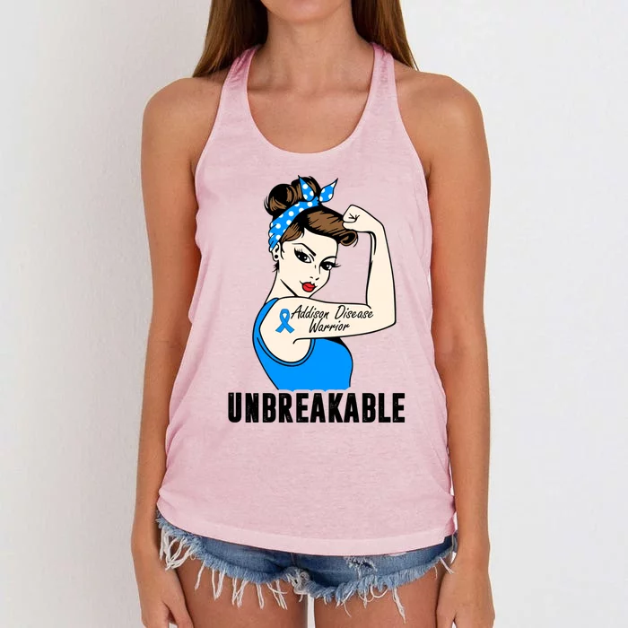 Addison's Disease Warrior Unbreakable Perfect Strong Gift Women's Knotted Racerback Tank